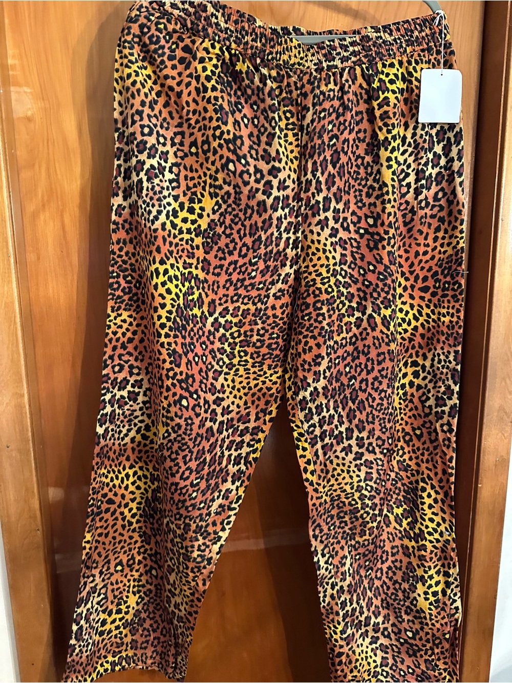 Diane Gilman 1X Silk Cotton Leopard Animal Print Pants NWT